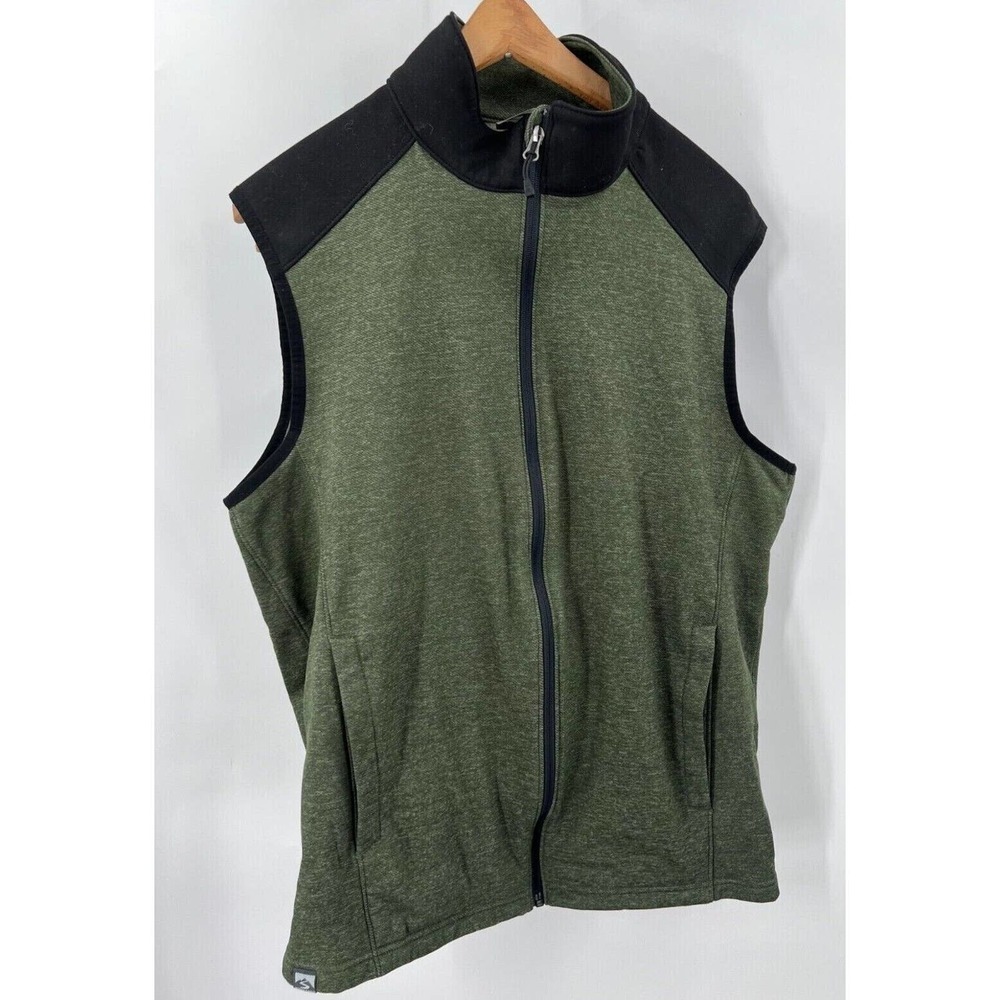 Storm Creek 2760 Size L Large Men's Green Twill Fleece Vest Comfortable Full Zip
